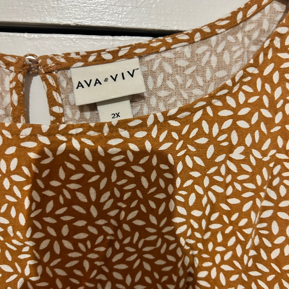 Ava & Viv Tan Patterned Mini Dress - Picture 2 of 3